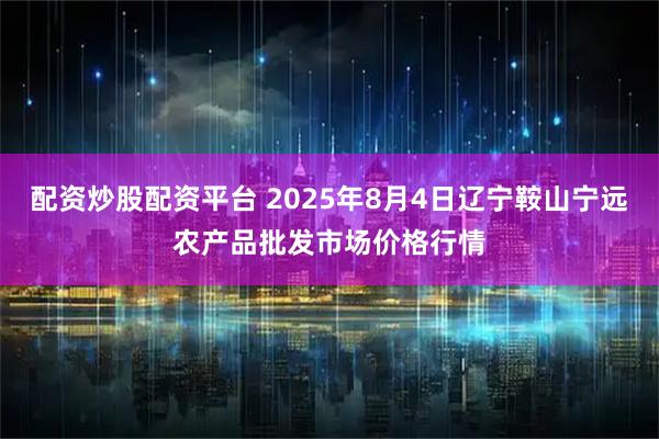 配资炒股配资平台 2025年8月4日辽宁鞍山宁远农产品批发市场价格行情